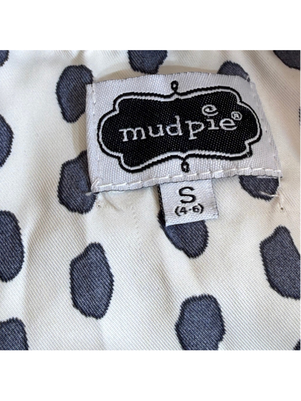 Mud Pie Polka Dot Dress Women’s Size S 4-6 White Black Ruffle Collar - Picture 5 of 7